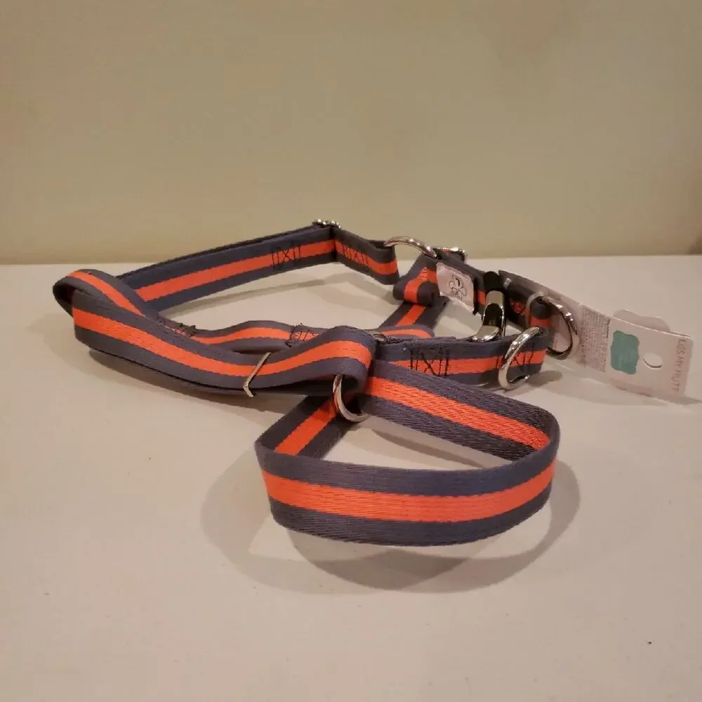 Kiss My Mutt Orange And Gray Dog Harness Medium For Chests 18